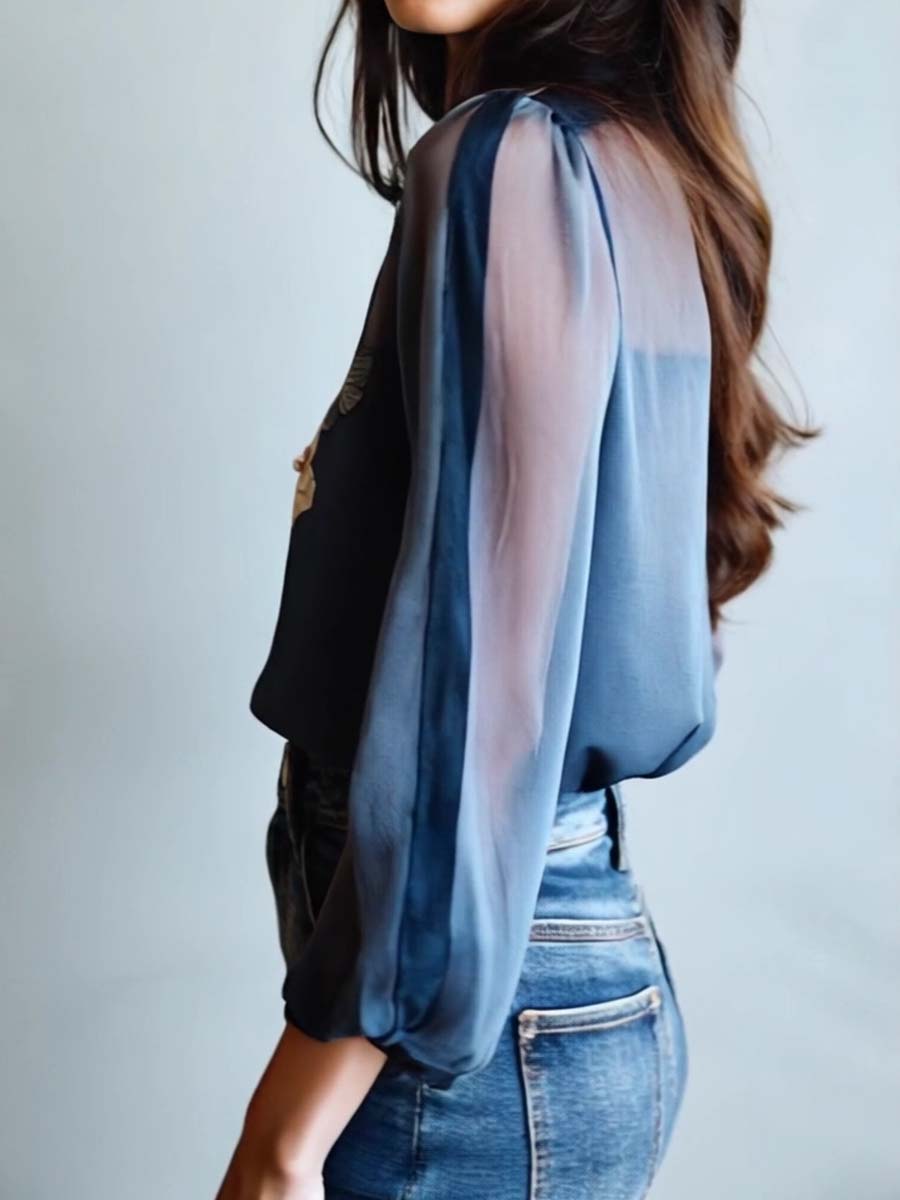 Women's Floral Chiffon Blouse for Elegant Everyday and Casual Styling