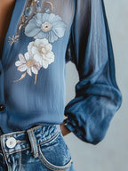 Women's Floral Chiffon Blouse for Elegant Everyday and Casual Styling