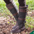 Bottes pour femmes à hauteur du genou, à double boucle et à talon bas