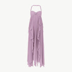 Damen Maxikleid mit Neckholder, Rüschenschichten und fließendem Chiffon-Design