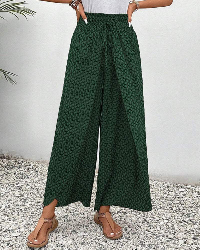 Women's Wide Leg Trousers with Snake Print Pattern and Relaxed Flowing Fit