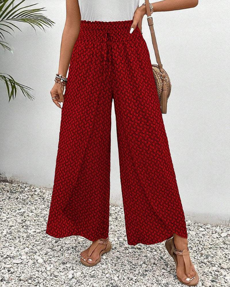 Women's Wide Leg Trousers with Snake Print Pattern and Relaxed Flowing Fit