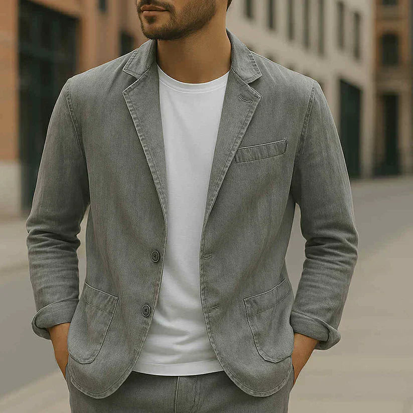 Men's Lightweight Linen Blazer with Tailored Fit for Smart Casual Wear