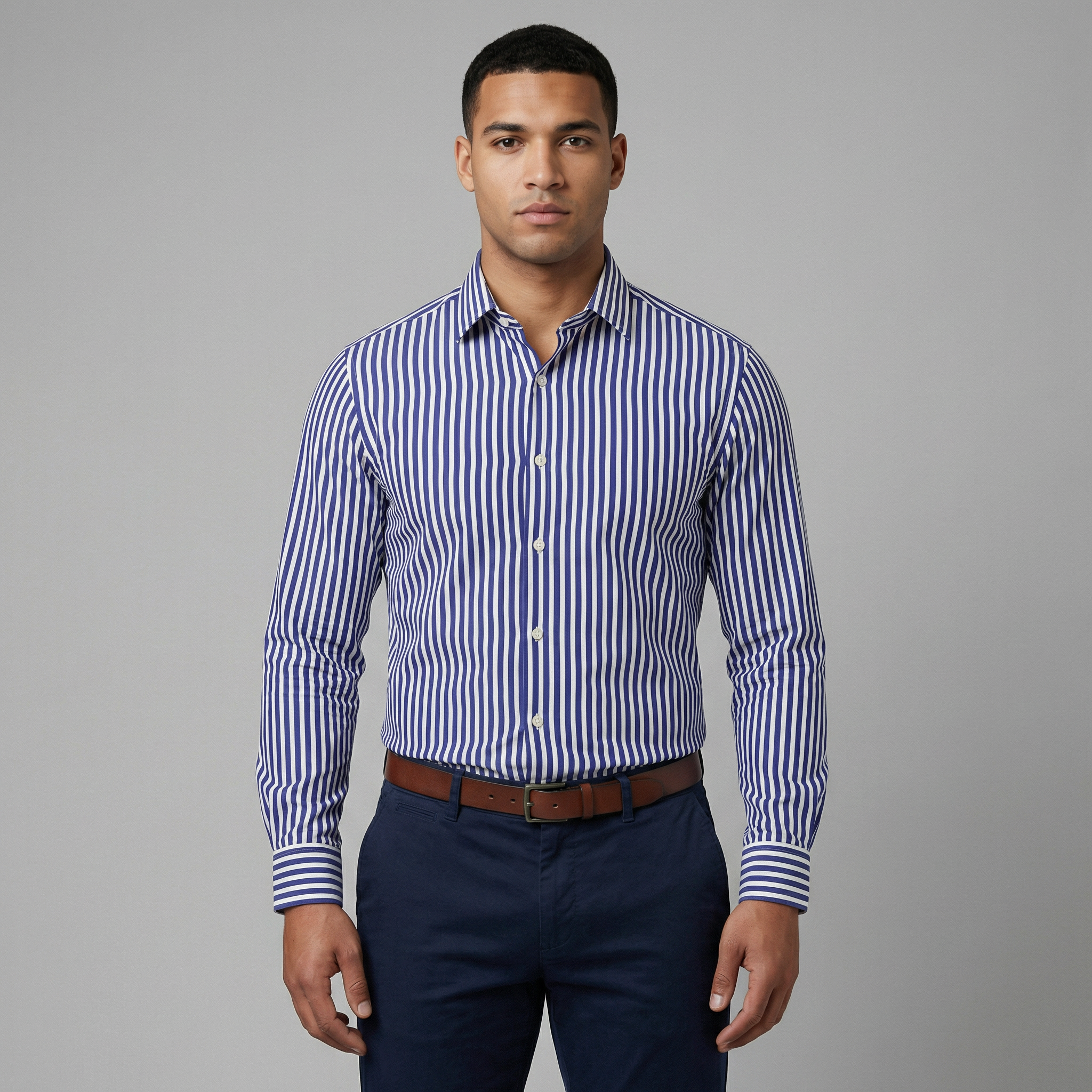 Men’s Slim Fit Striped Long Sleeve Shirt