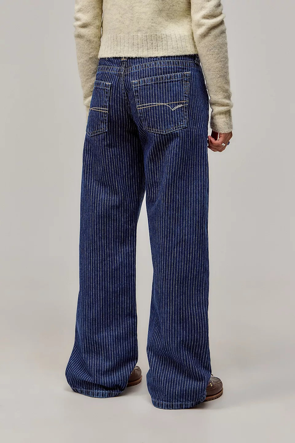 Damen Weite Denim-Hosen mit Nadelstreifenmuster und lockerem Schnitt