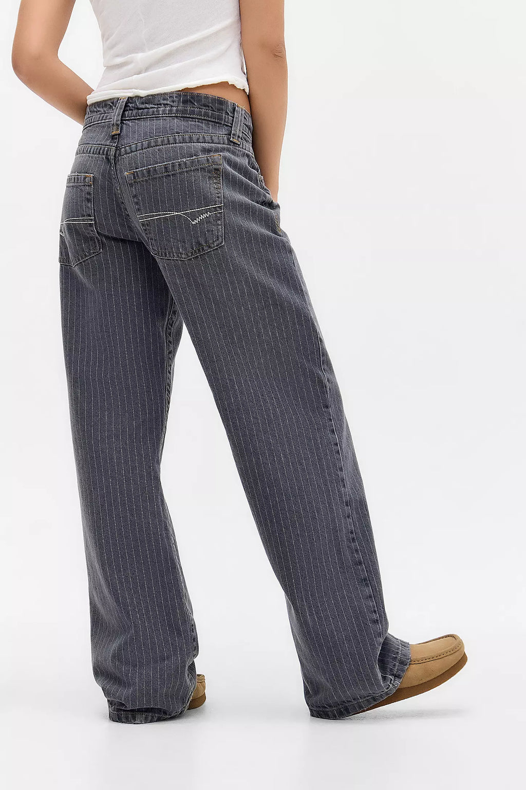 Damen Weite Denim-Hosen mit Nadelstreifenmuster und lockerem Schnitt