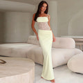 Damen Maxikleid mit Spitzeneinsatz und Trägerdetail für elegante Abendgarderobe