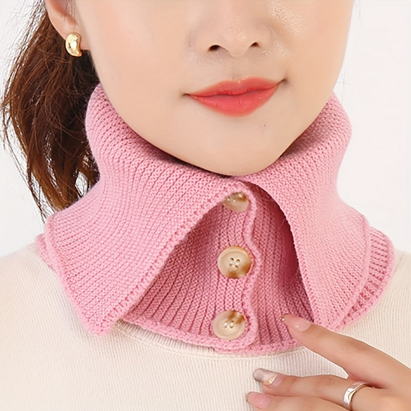Women’s Button-Front Ribbed Knit Neck Warmer