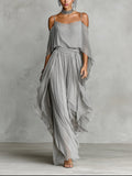 Elegantes fließendes Chiffonkleid für Damen mit Lagen-Drapierung und entspannter Passform