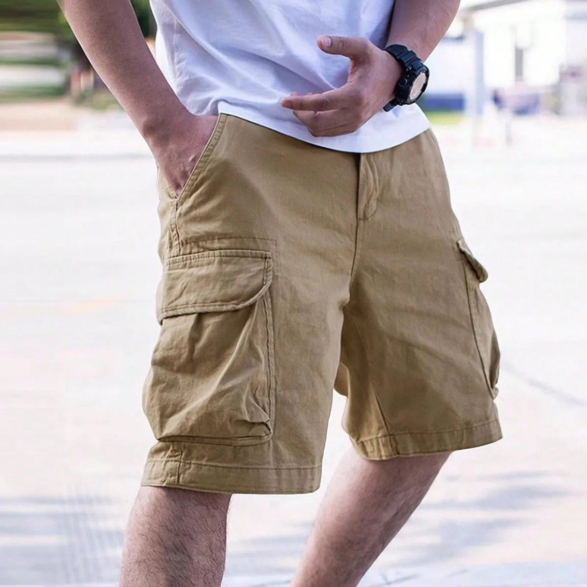 Men's Cargo Shorts with Multiple Utility Pockets for Outdoor Activities