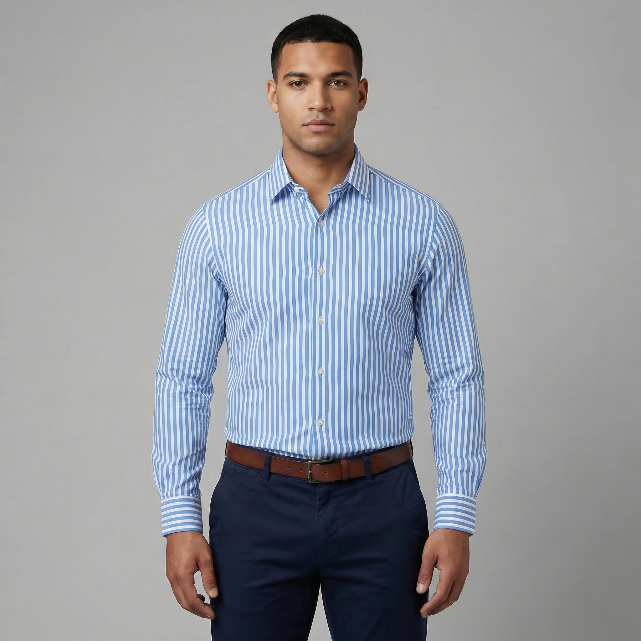 Men’s Slim Fit Striped Long Sleeve Shirt