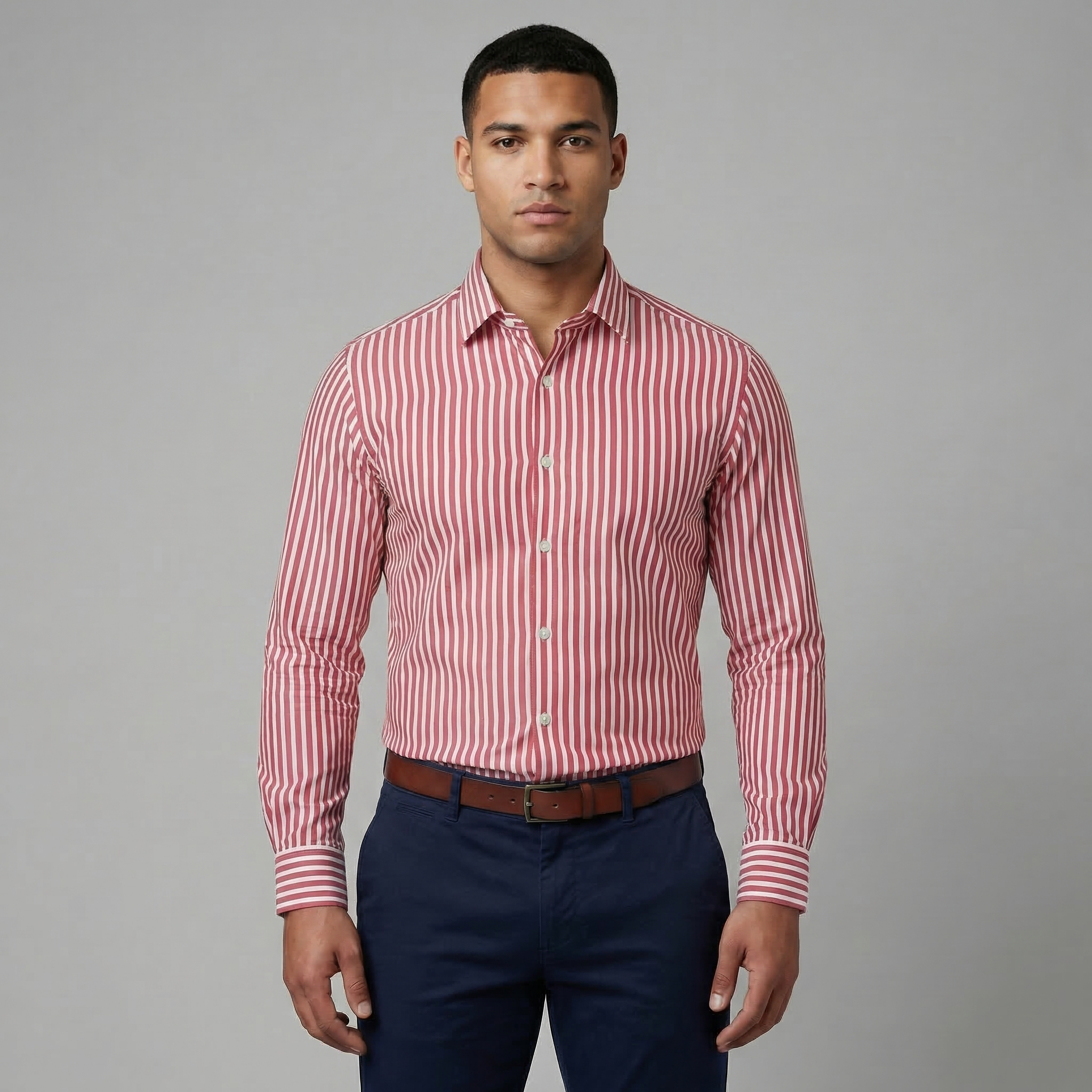 Men’s Slim Fit Striped Long Sleeve Shirt