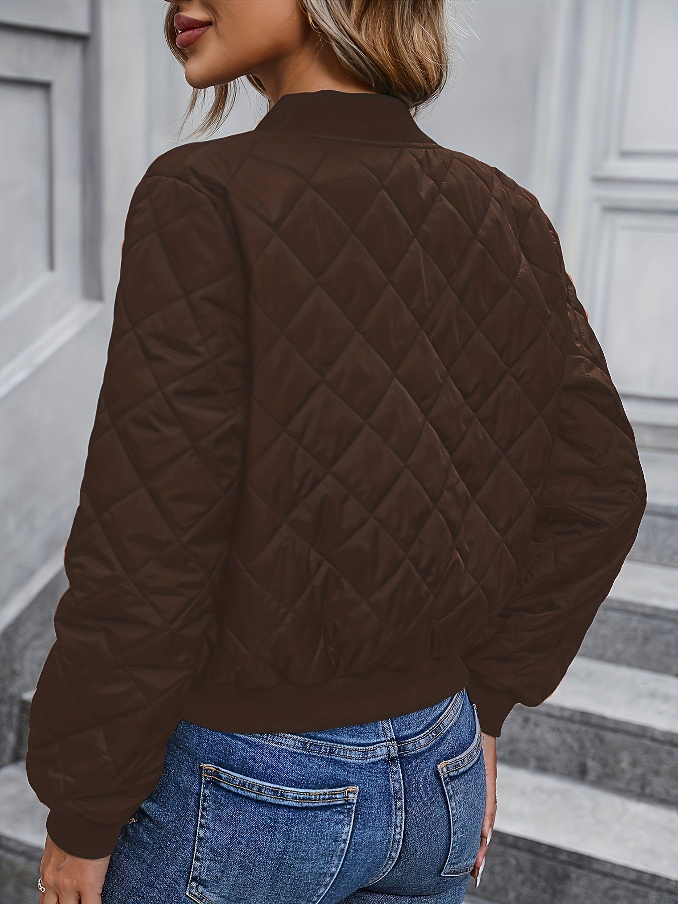 Chaqueta bomber acolchada de diamante para mujer
