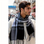 Men's Classic Plaid Fringed Winter Scarf