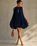 Women's Sleeveless Pleated Swing Mini Dress