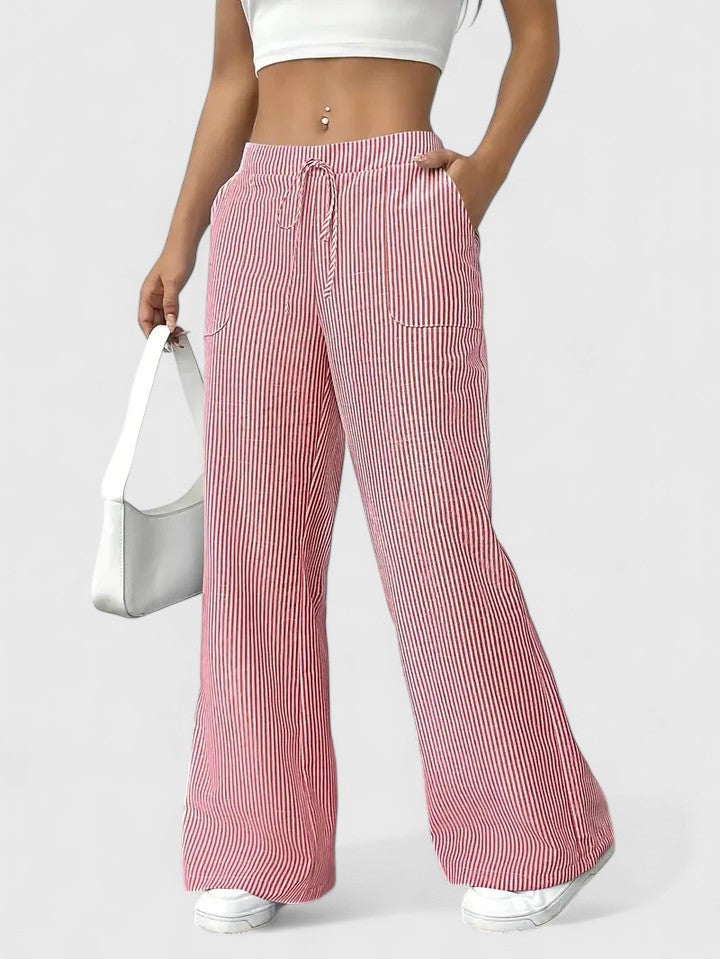 Women's Striped Wide Leg Trousers