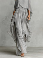 Elegantes fließendes Chiffonkleid für Damen mit Lagen-Drapierung und entspannter Passform
