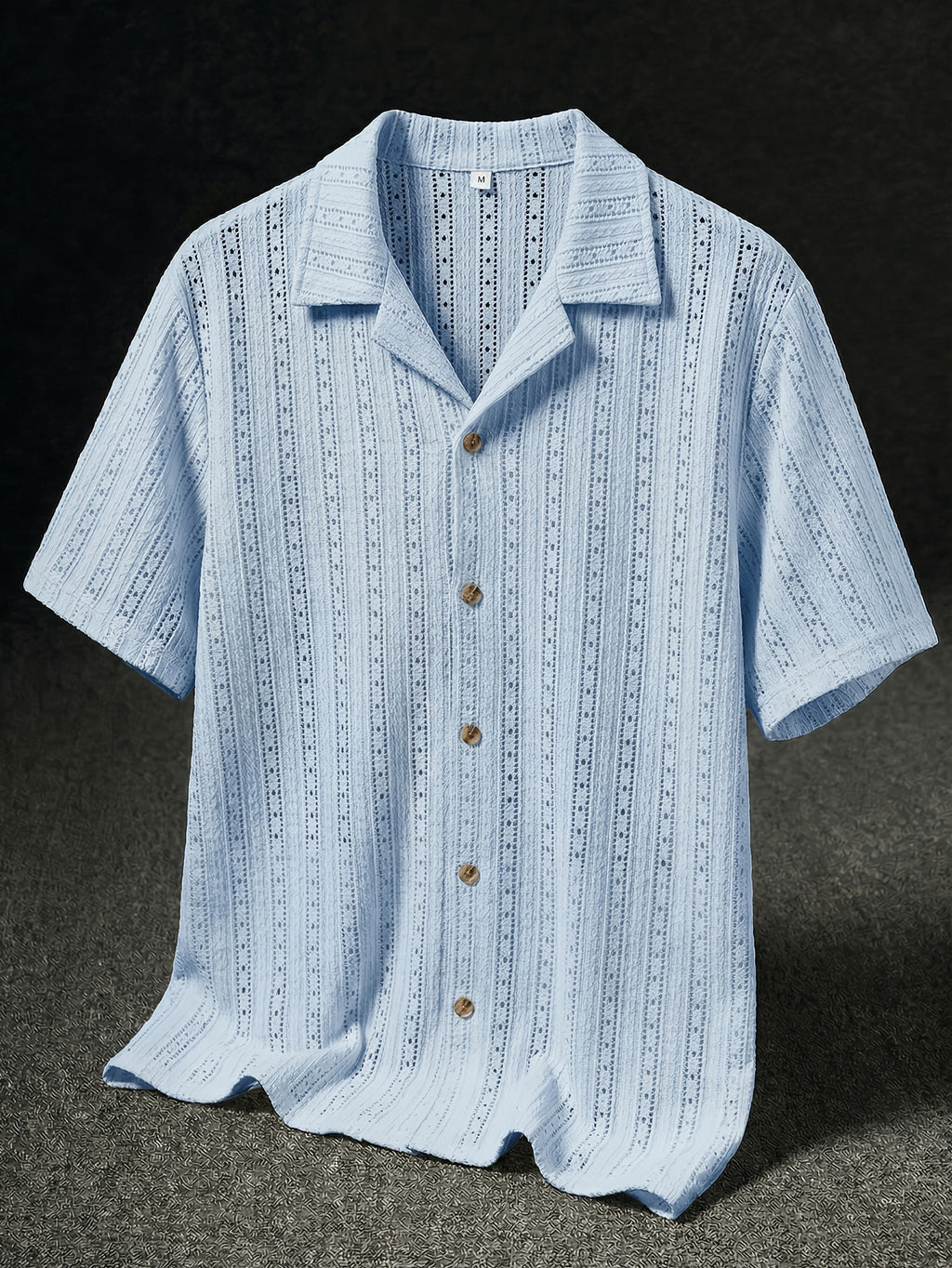 Men's Textured Open Knit Button-Up Resort Shirt