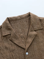 Men's Textured Button-Up Shirt and Drawstring Shorts Set