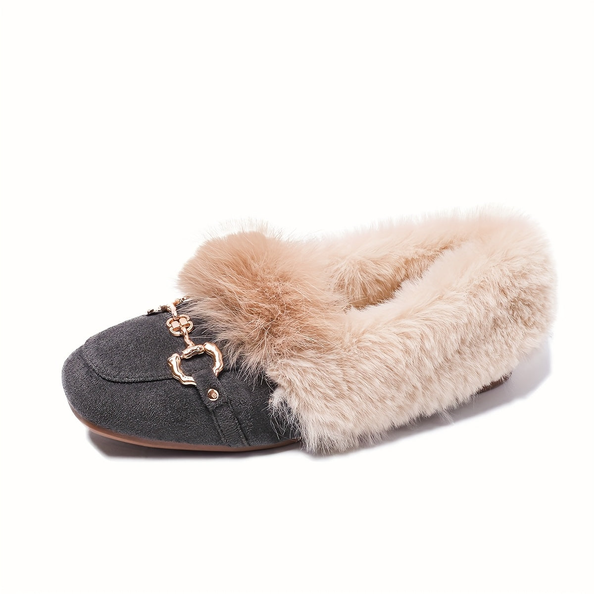 Mules chaussons pour femme bordés de fausse fourrure