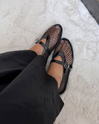 Damskie płaskie buty Mary Jane z siateczki