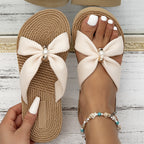 Naisten rusetilliset mukavat slip-on-sandaalit
