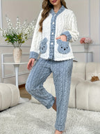 Women’s Plush Button-Up Pajama Set