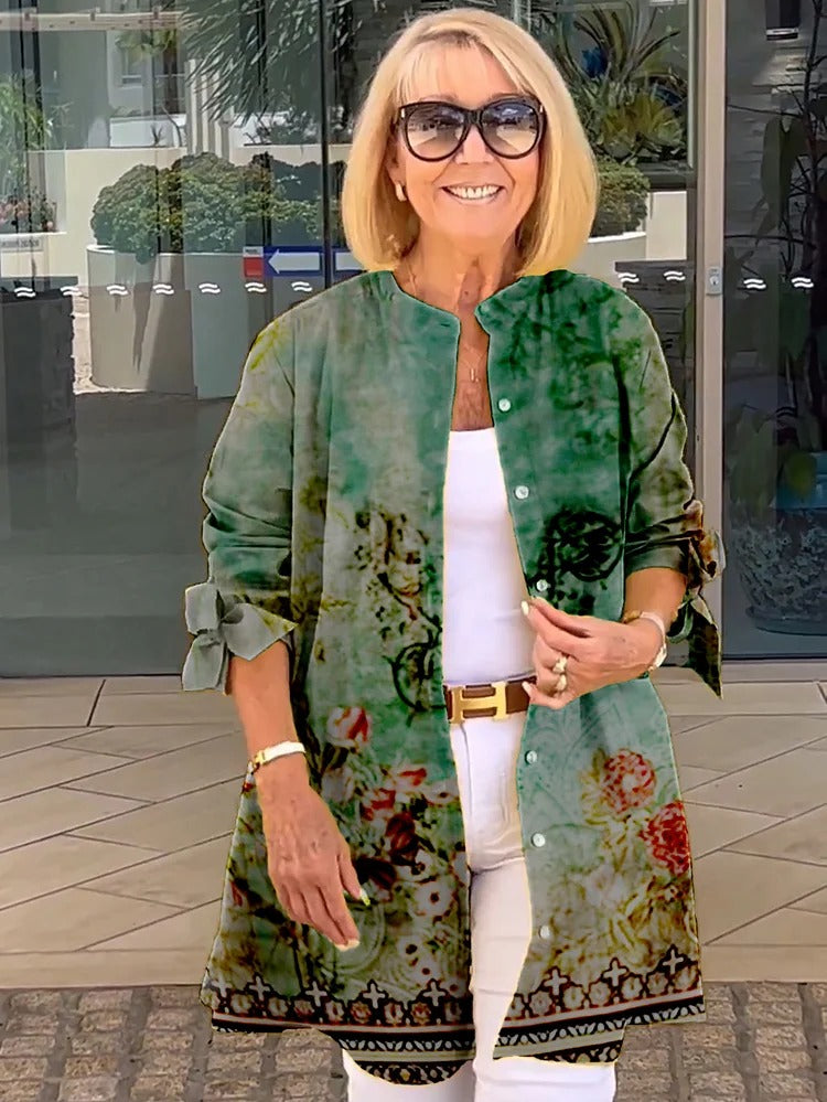 Cárdigan floral largo para mujer