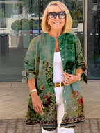 Cárdigan floral largo para mujer
