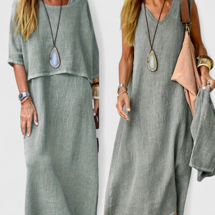 Robe midi à superposition et coupe décontractée pour femme