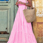 Women's Striped Smocked Tie-Shoulder Maxi Dress