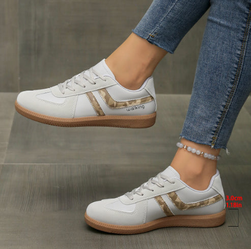 Damskie retro casualowe sneakersy do chodzenia z sznurowaniem