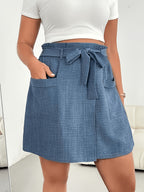 Women’s Summer Mini Skirt with Tie Waist and Front Pocket Detail