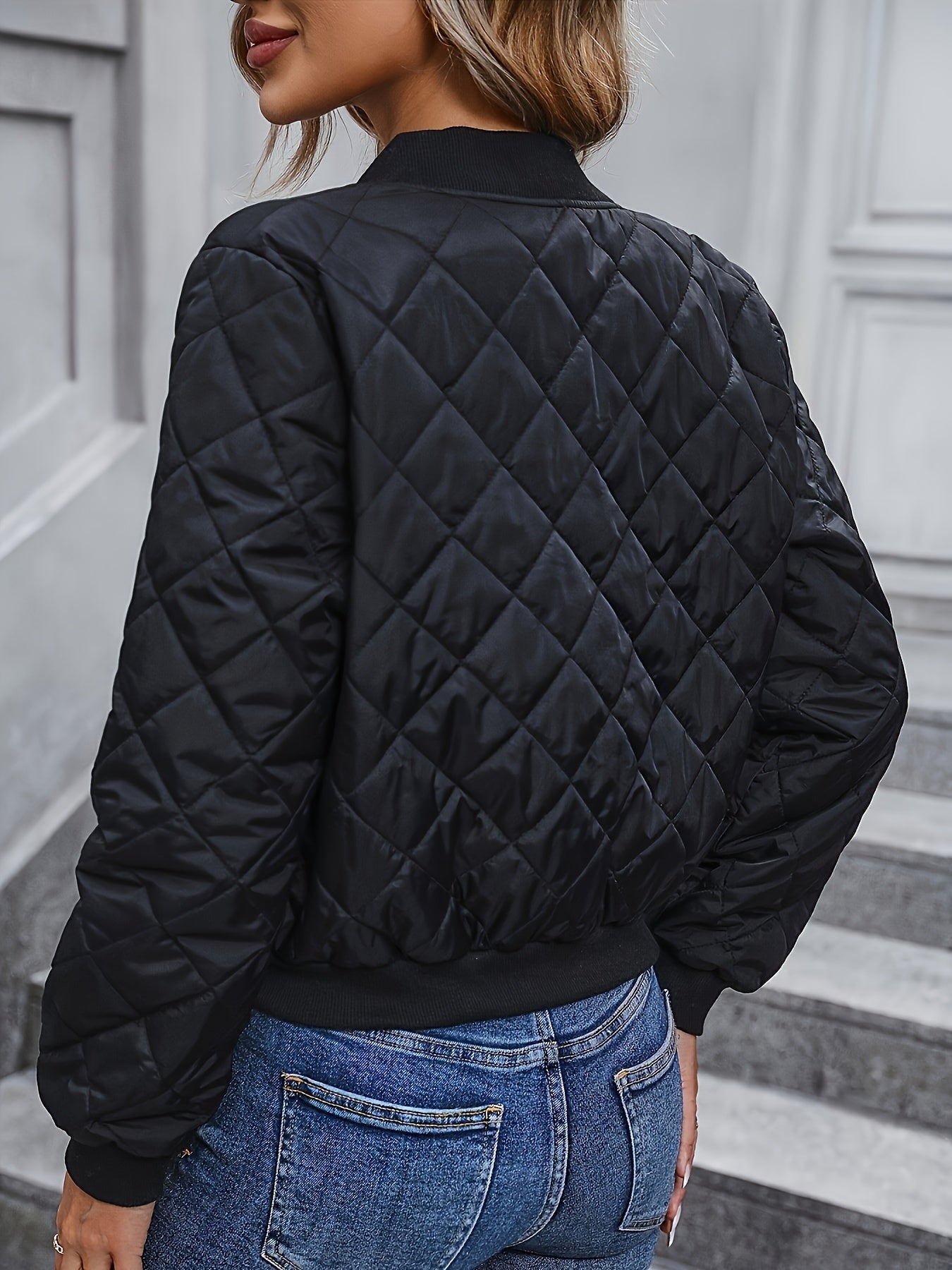 Chaqueta bomber acolchada de diamante para mujer