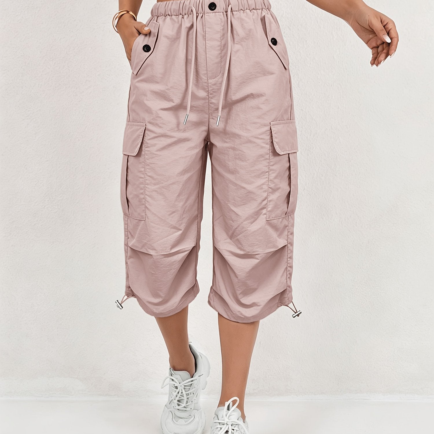 Women's Drawstring Cargo Capri Pants