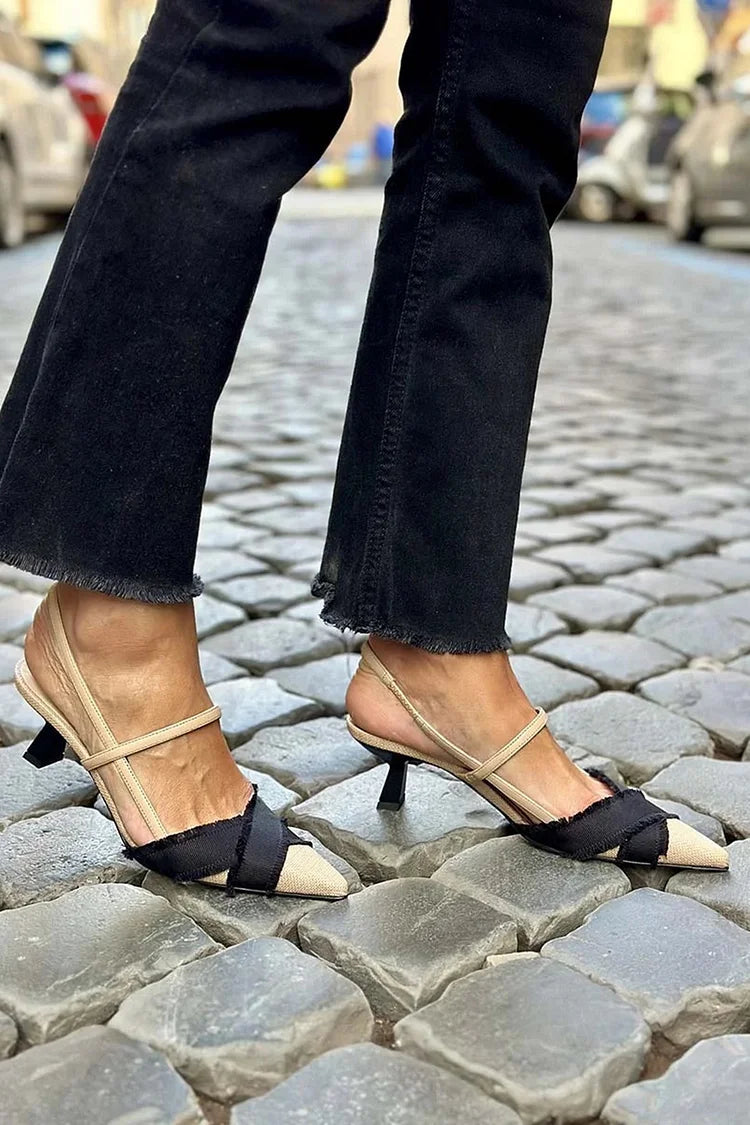 Dames slingback-hæle med kontrastrem