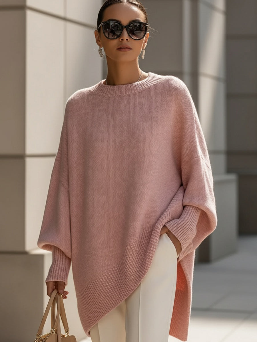 Poncho-pull en maille oversize pour femme