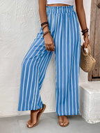 Women’s Striped Wide-Leg Trousers with Relaxed Flowing Fit