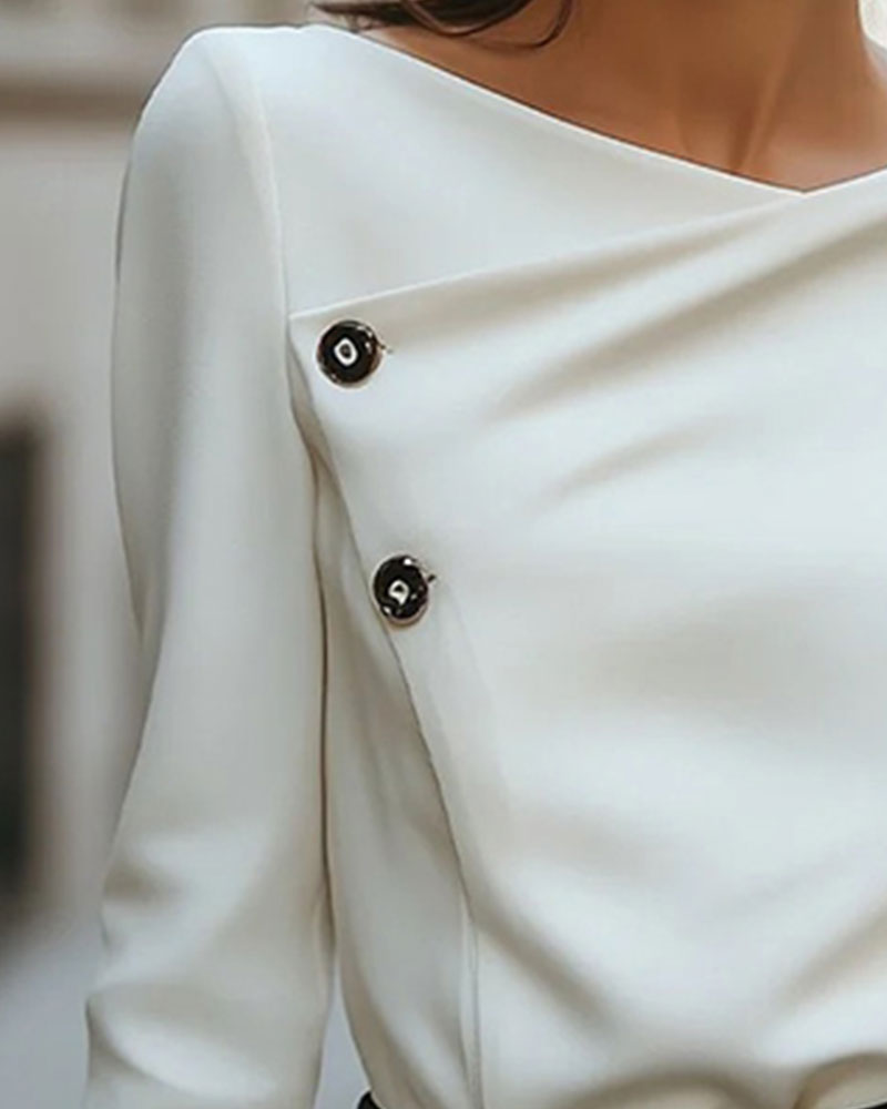 Women’s Asymmetric Button Long Sleeve Top