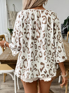 Women's Relaxed Leopard Print V-Neck Blouse