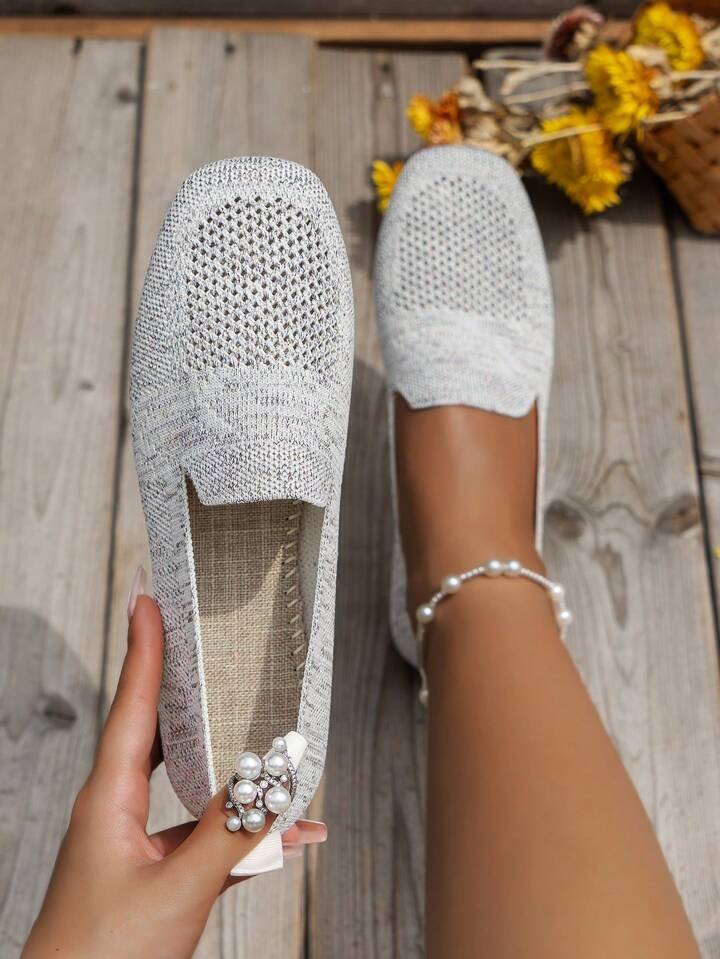 Mocassins plats en tricot respirant pour femmes