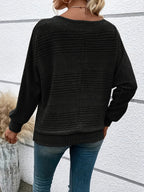 Ribstrikket pullover til kvinder med kvart lynlås