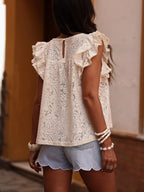 Women's Vintage Lace Flutter Sleeve Crochet Blouse