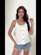 Women's Textured Button Front Sleeveless Casual Cami Top