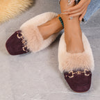 Mules chaussons pour femme bordés de fausse fourrure