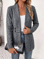Women's Open Front Shawl Collar Knit Cardigan Sweater