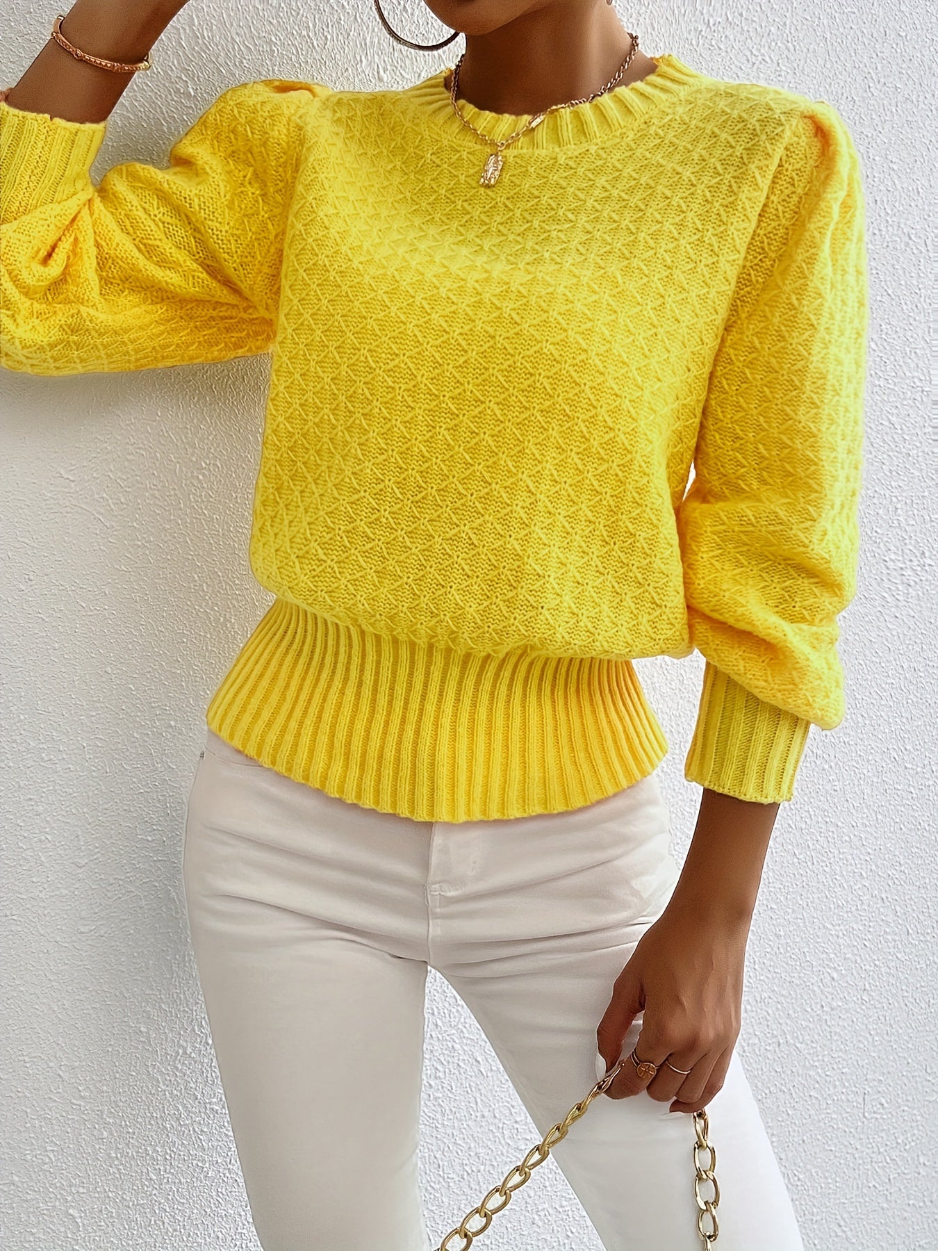 Women’s Textured Knit Peplum Sweater