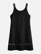Women's Sleeveless V-Neck Lace Trim Casual Midi Dress