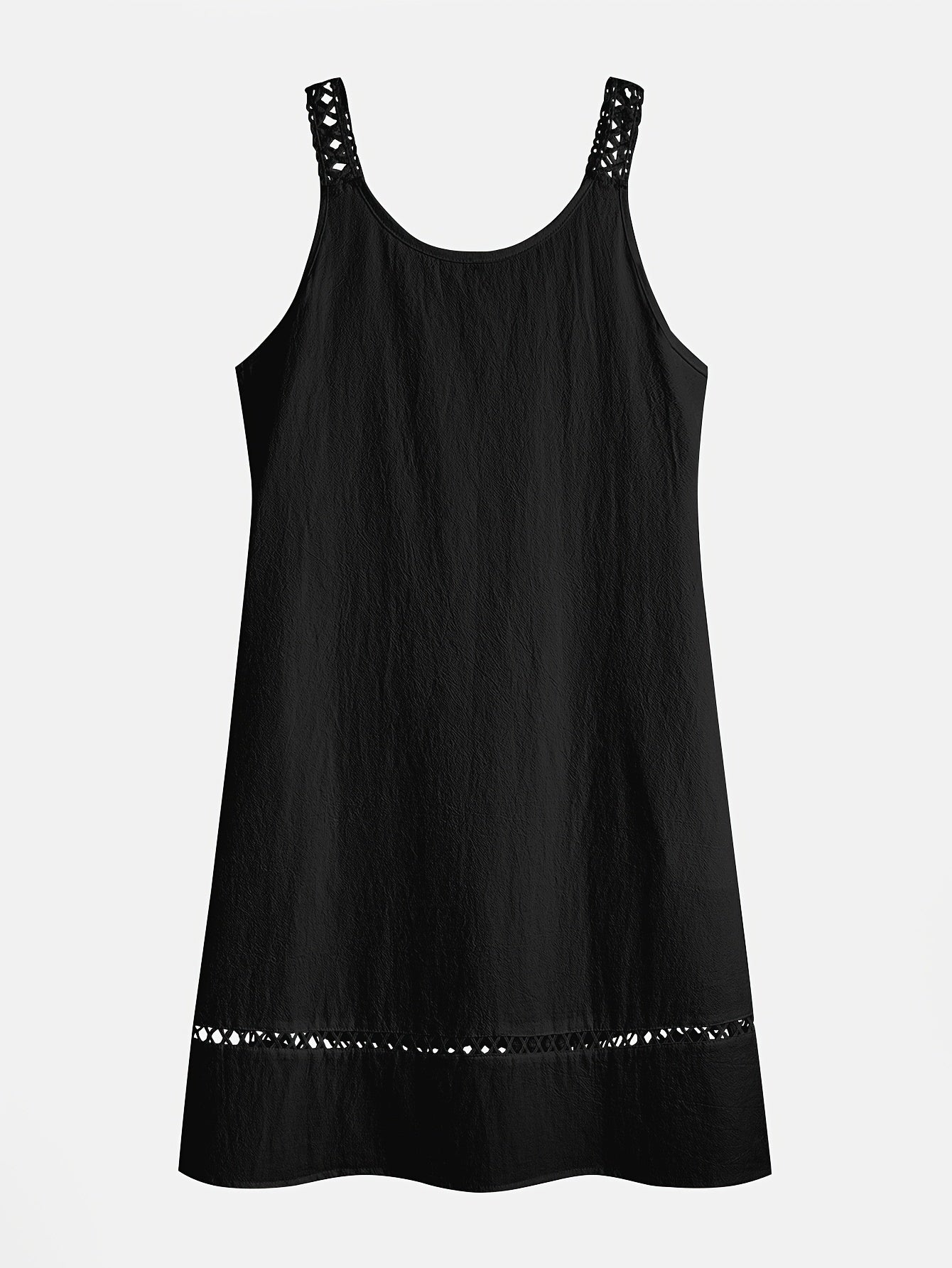 Women's Sleeveless V-Neck Lace Trim Casual Midi Dress