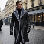 Men’s Long Sherpa Trim Coat